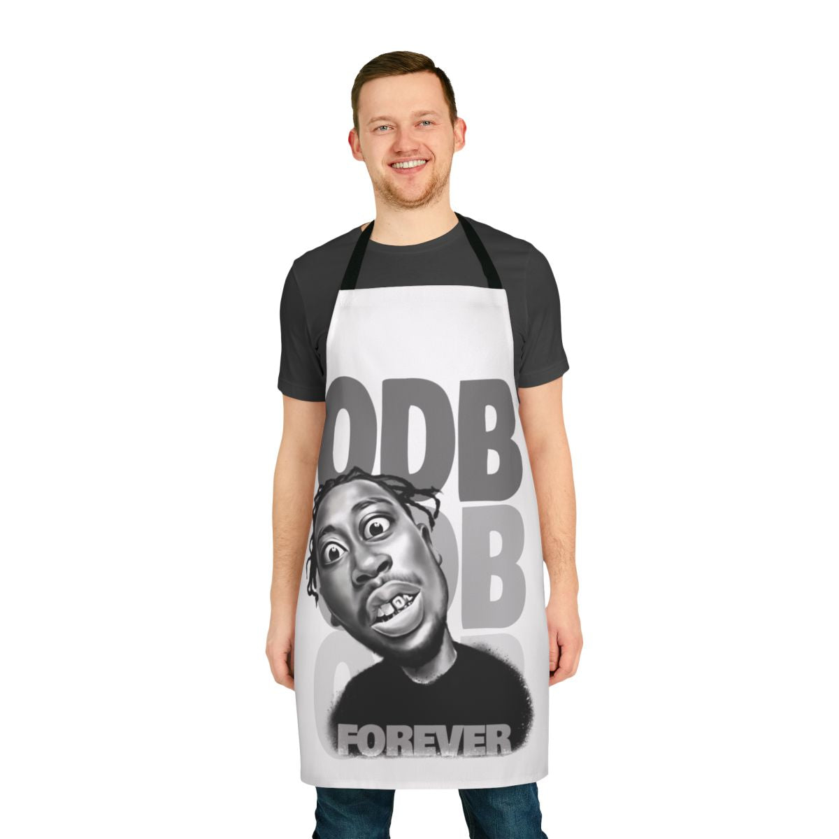 Caricature illustration of ODB, the legendary hip hop artist, printed on a high-quality apron.