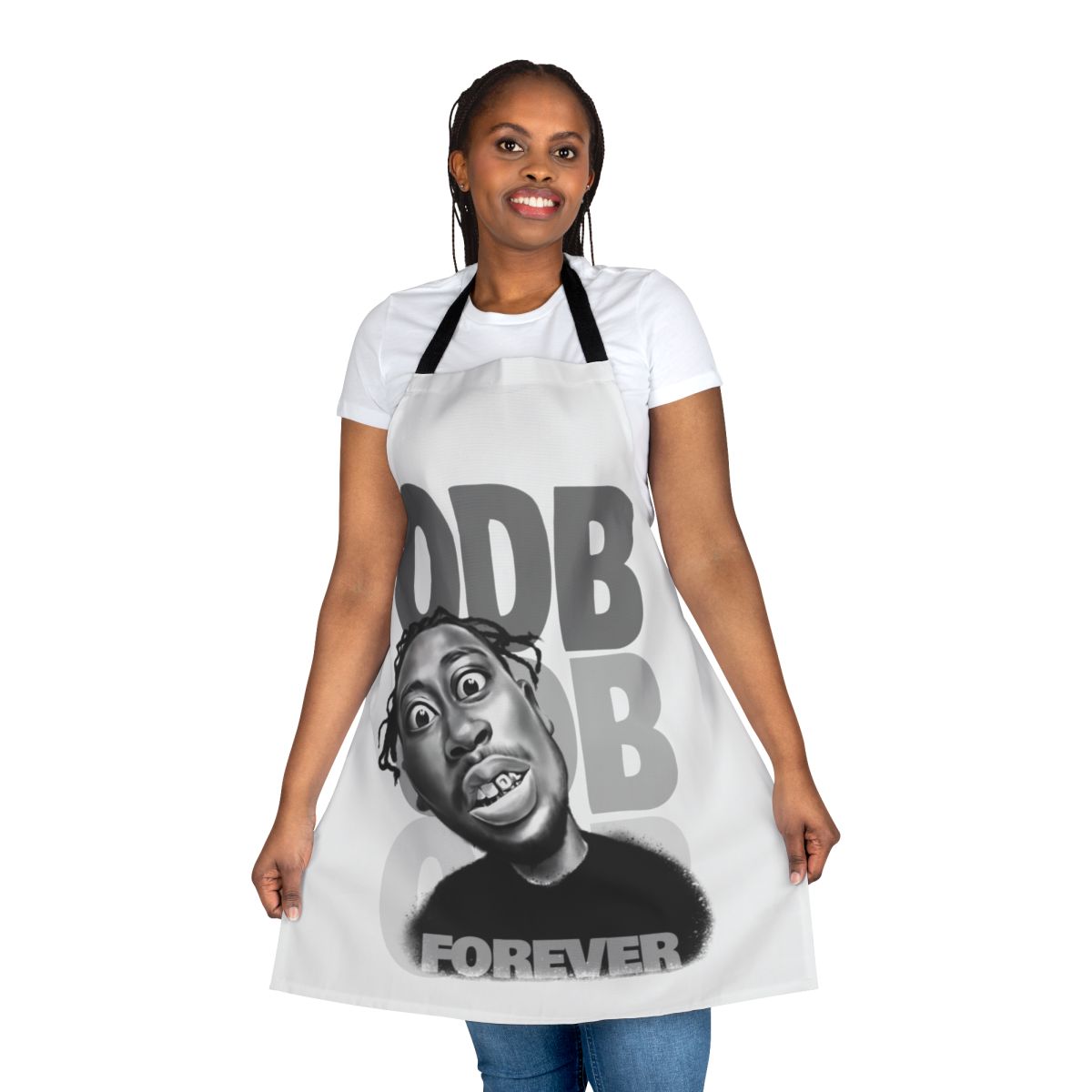 Caricature illustration of ODB, the legendary hip hop artist, printed on a high-quality apron.