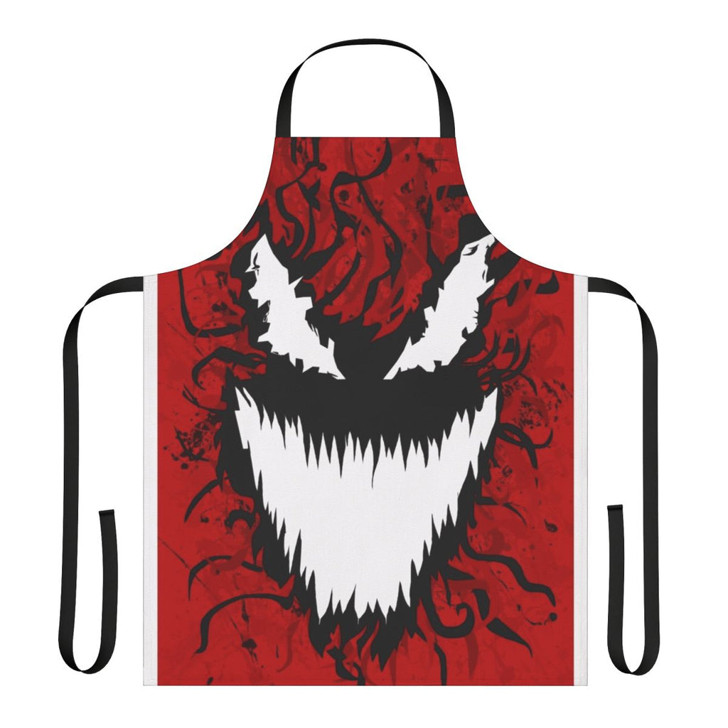 Carnage-themed apron with spider web and symbiote design