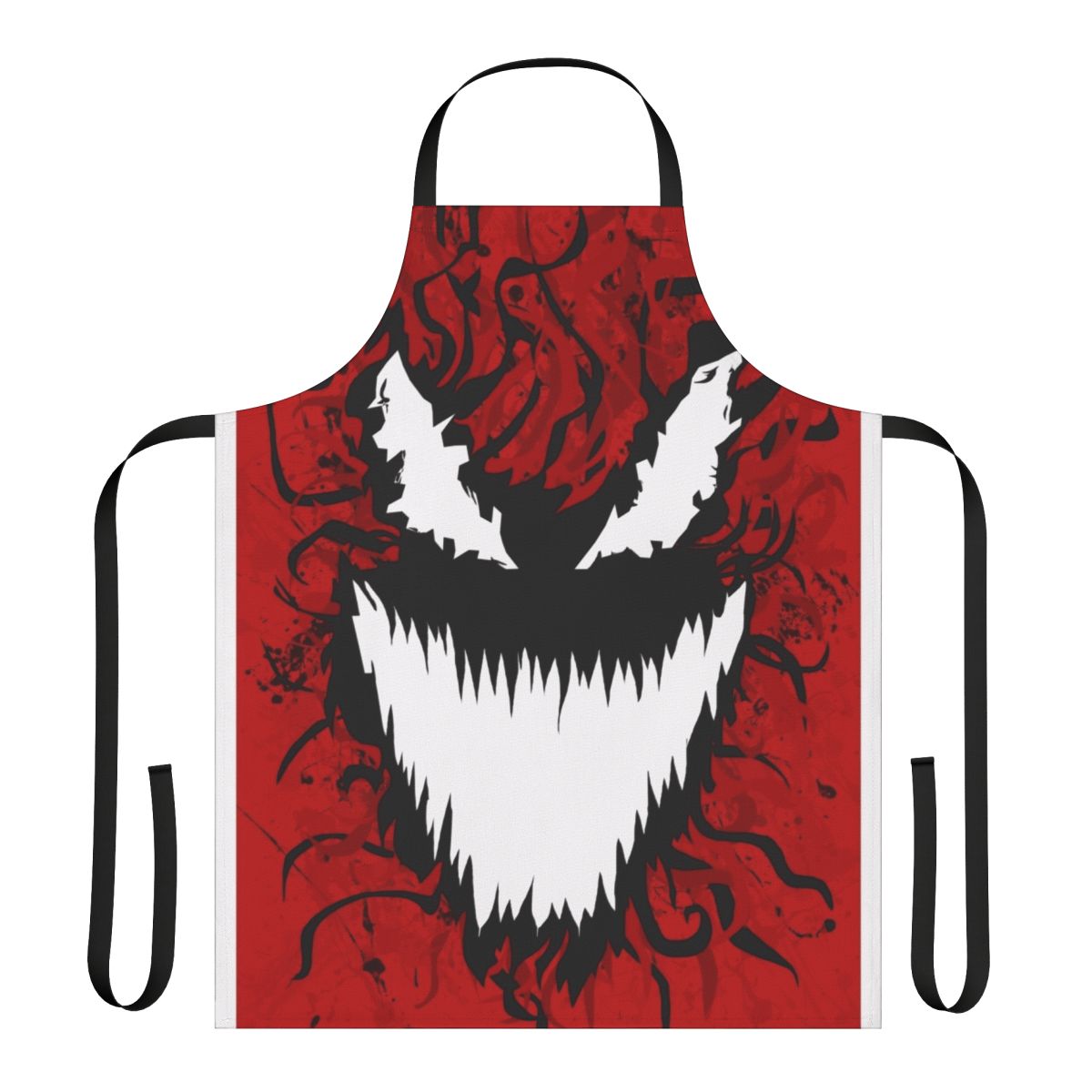 Carnage-themed apron with spider web and symbiote design