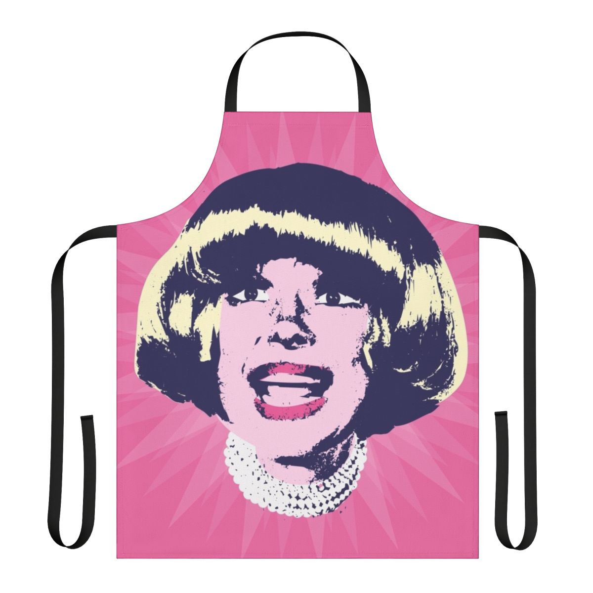 Carol Channing-inspired pop art design printed on an apron