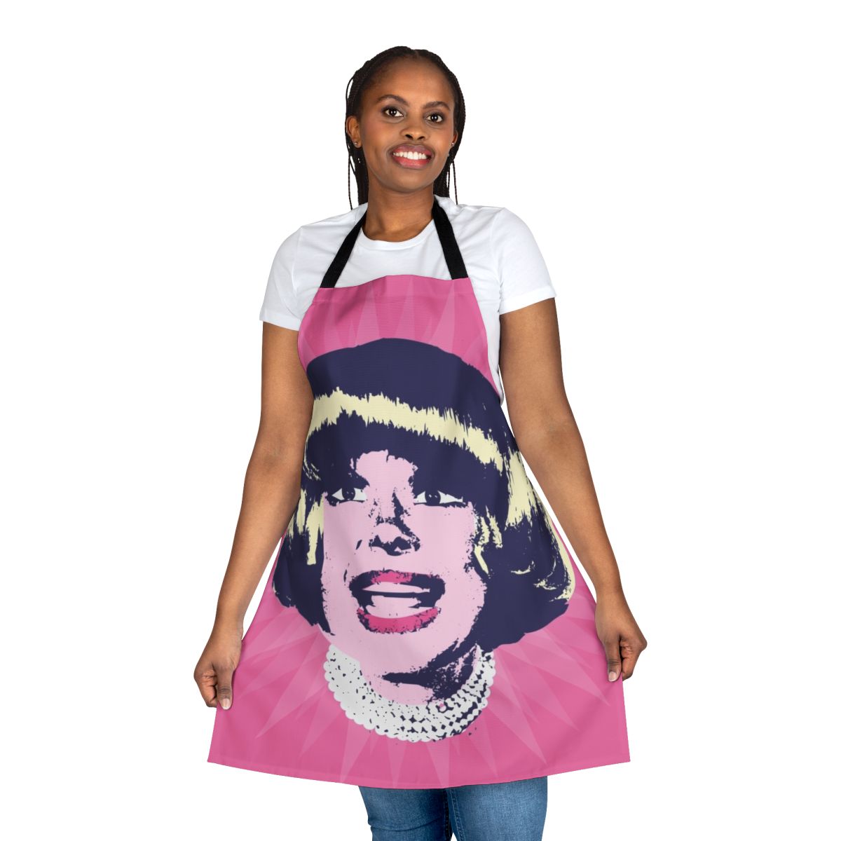 Carol Channing-inspired pop art design printed on an apron