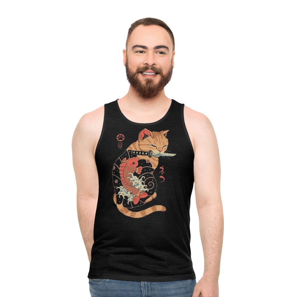 Carp Tattooed Cat Unisex Anime-Inspired Tank Top