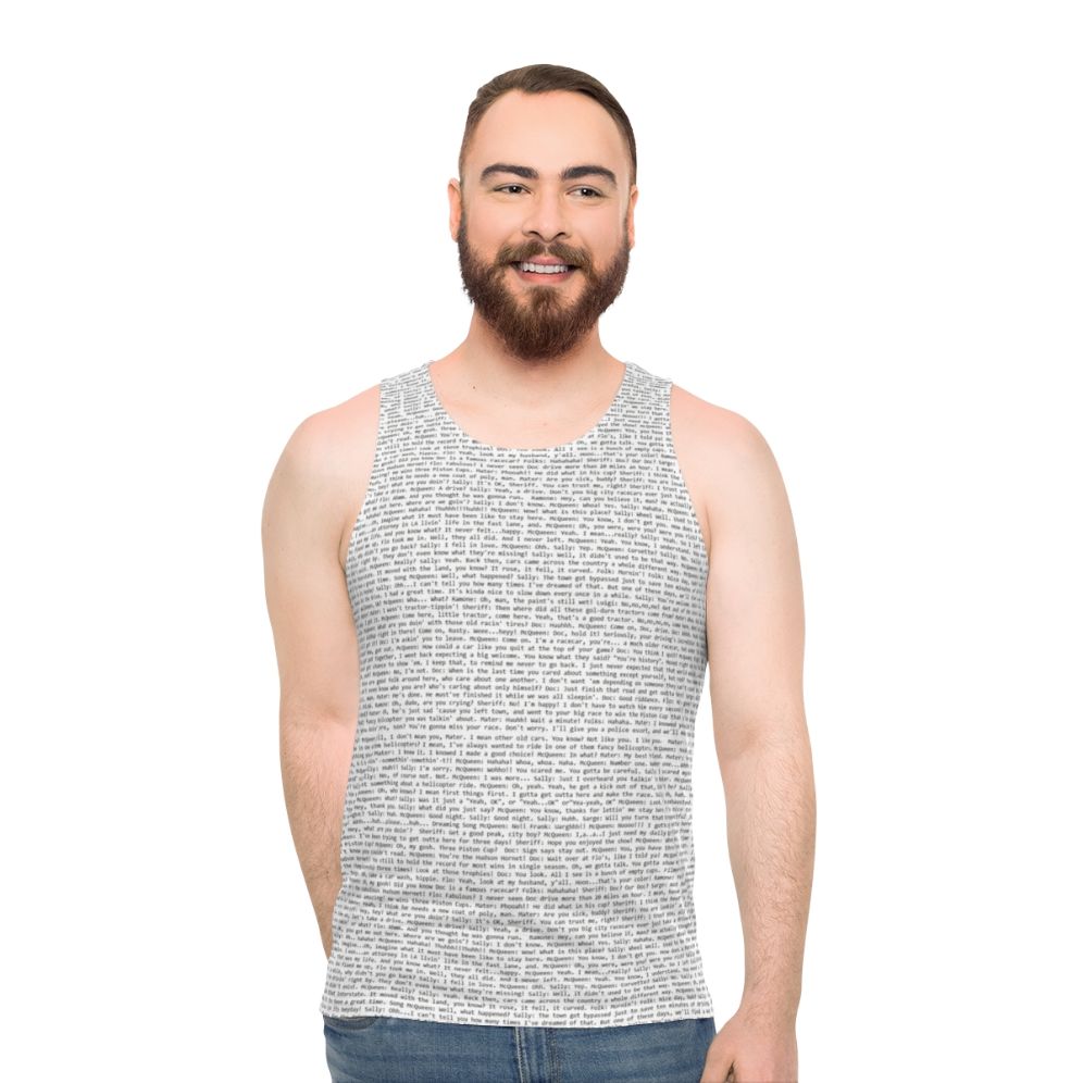 Cars Script Unisex Tank Top with Disney Pixar Movie Quotes