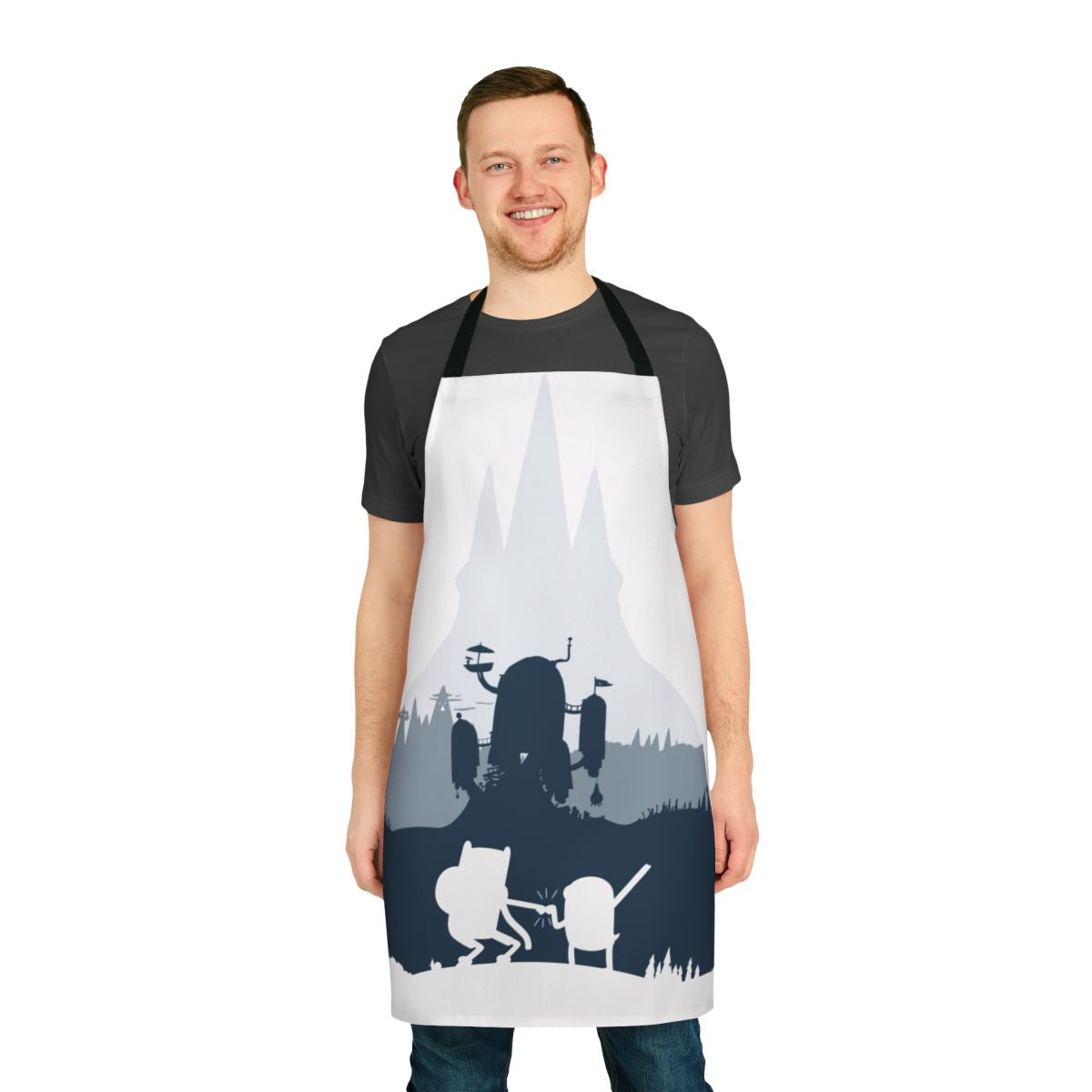 Cartoon adventure time ice king silhouette design printed on a high-quality apron