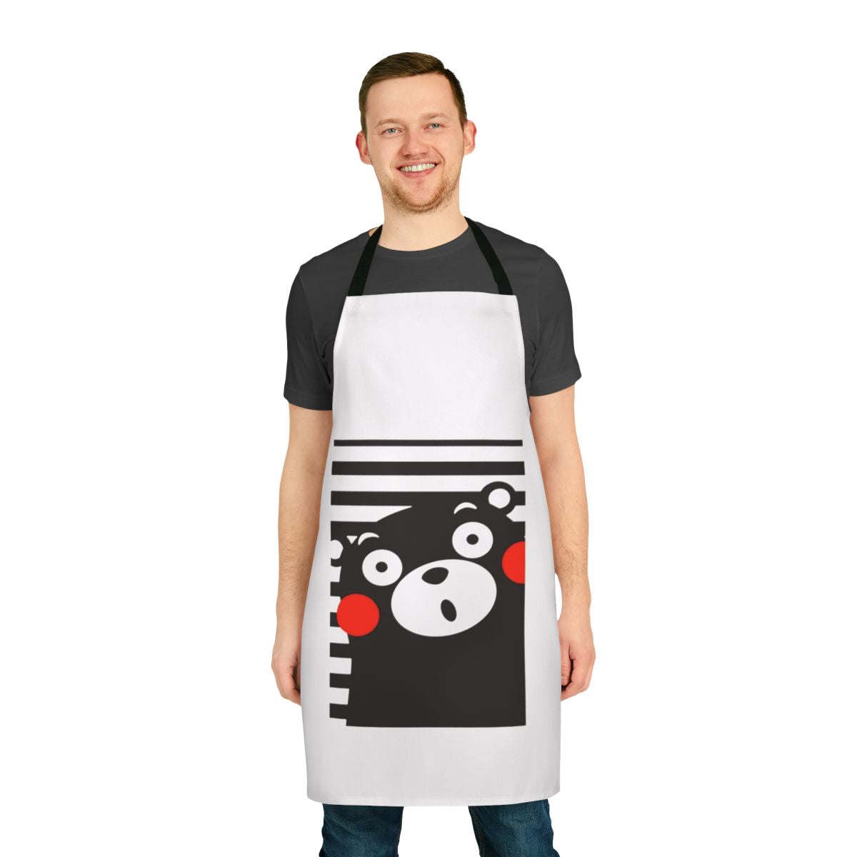 Cartoon bear apron with Japanese anime-inspired design