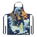 Two avatar-inspired characters on an apron