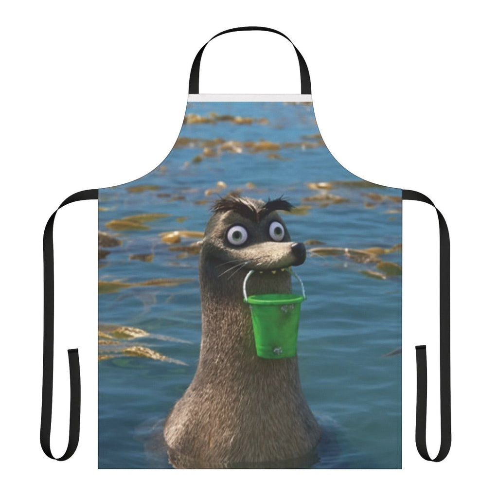 Cartoon character kitchen apron featuring Finding Nemo and Finding Dory characters