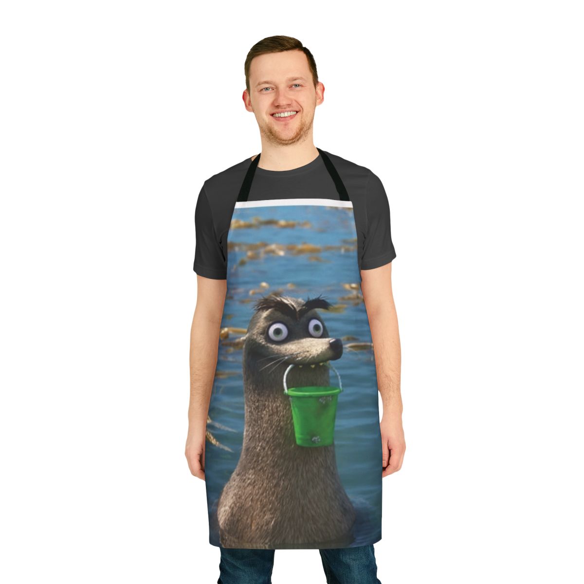 Cartoon character kitchen apron featuring Finding Nemo and Finding Dory characters