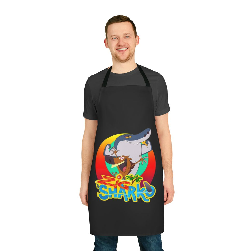 Zig and Sharko themed apron for kids and adults, featuring the beloved cartoon characters