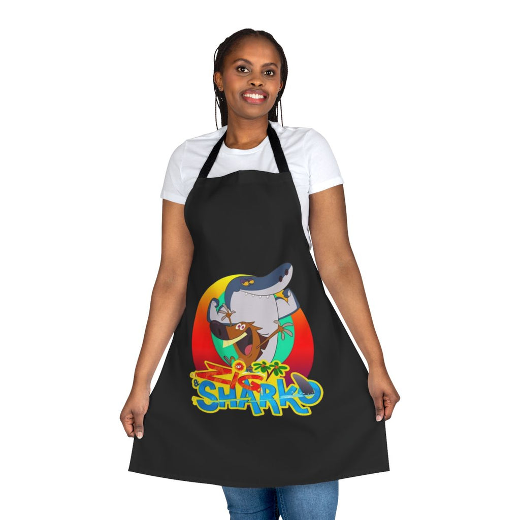 Zig and Sharko themed apron for kids and adults, featuring the beloved cartoon characters