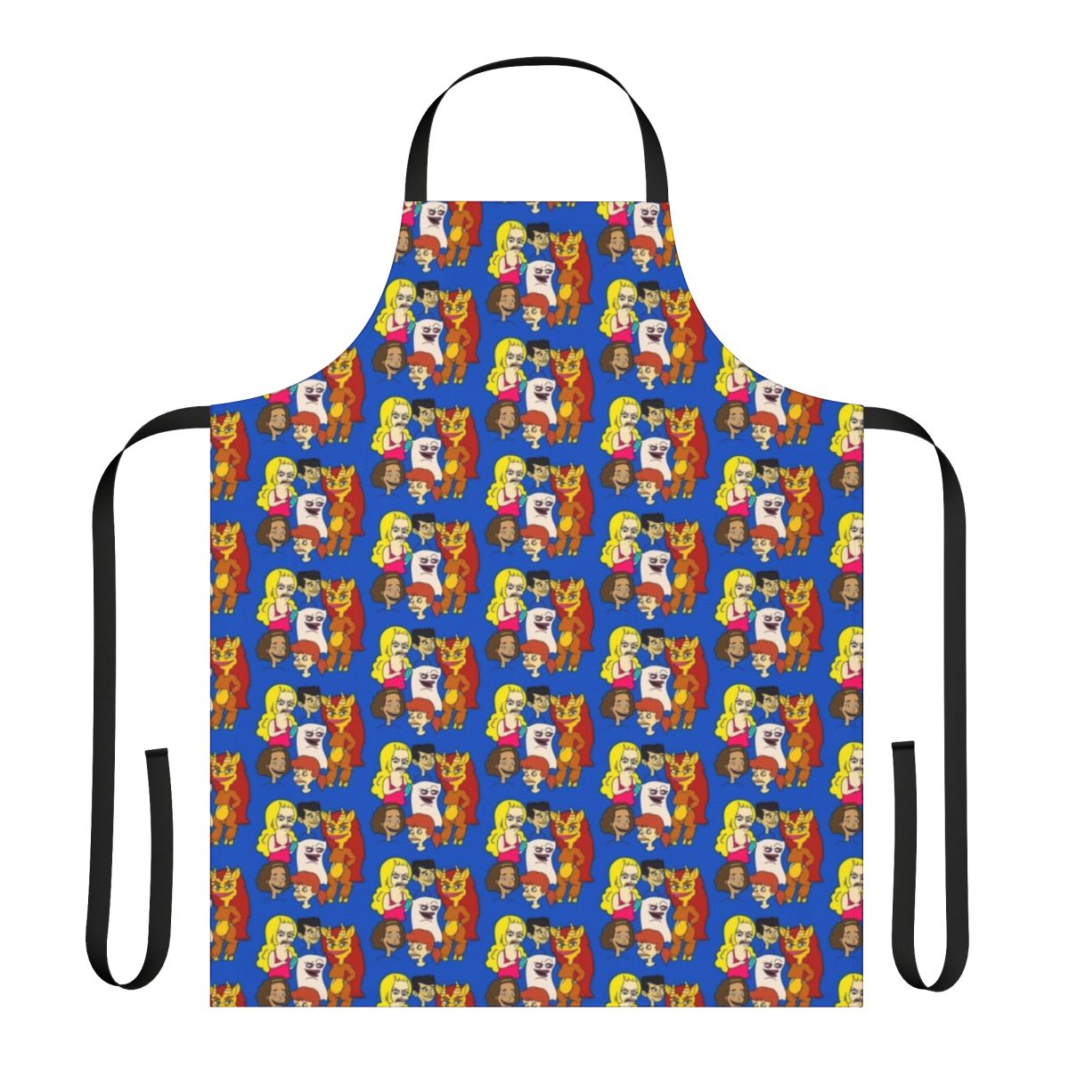 Bright and colorful apron featuring characters from the popular Netflix animated series Big Mouth
