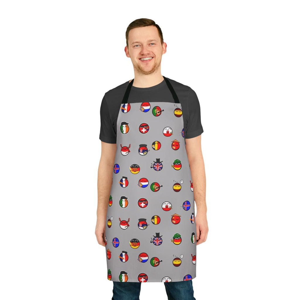 Cartoon country balls design printed on a high-quality apron