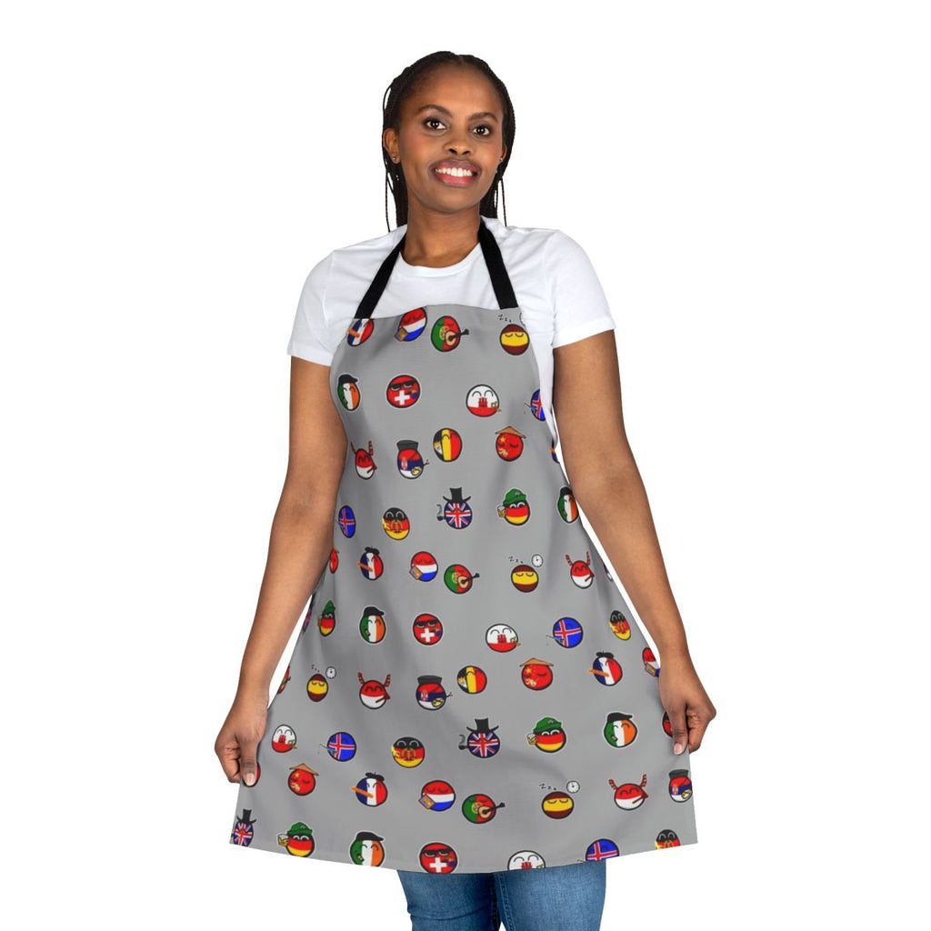 Cartoon country balls design printed on a high-quality apron