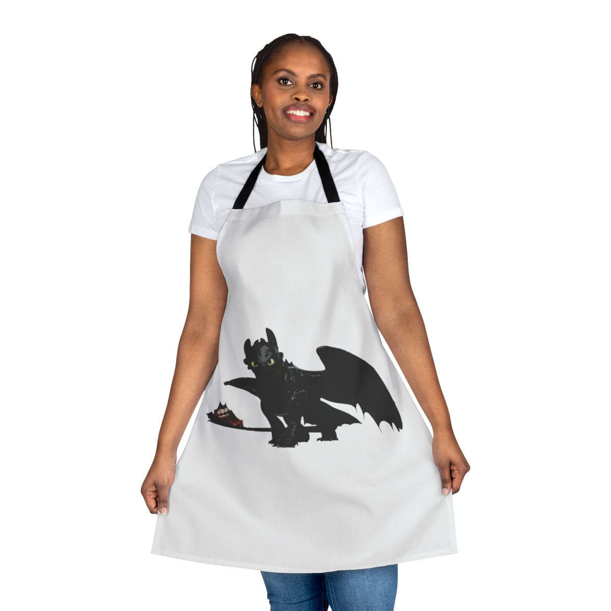 Toothless the dragon from How to Train Your Dragon cartoon wearing an apron