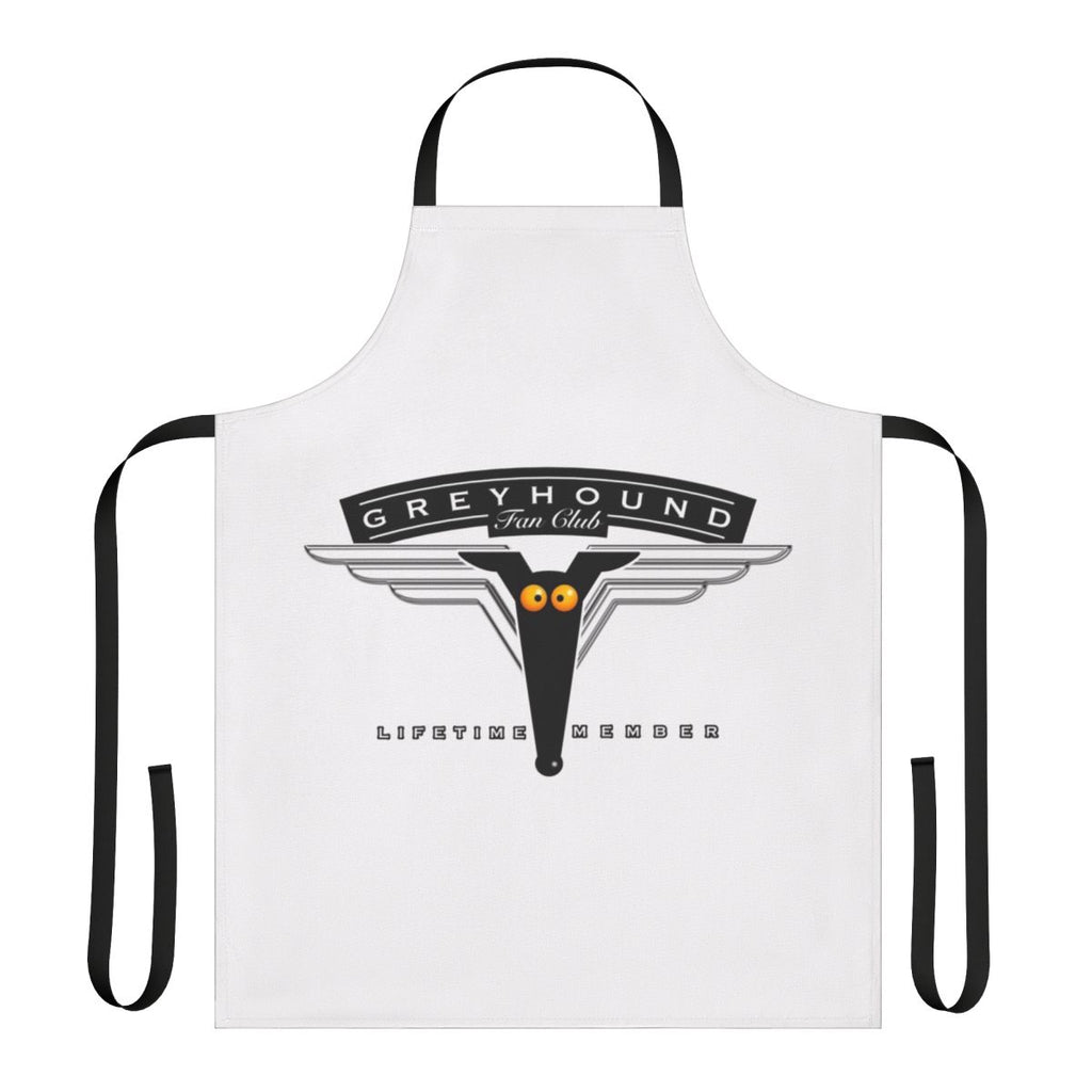 Greyhound cartoon design printed on a high-quality apron