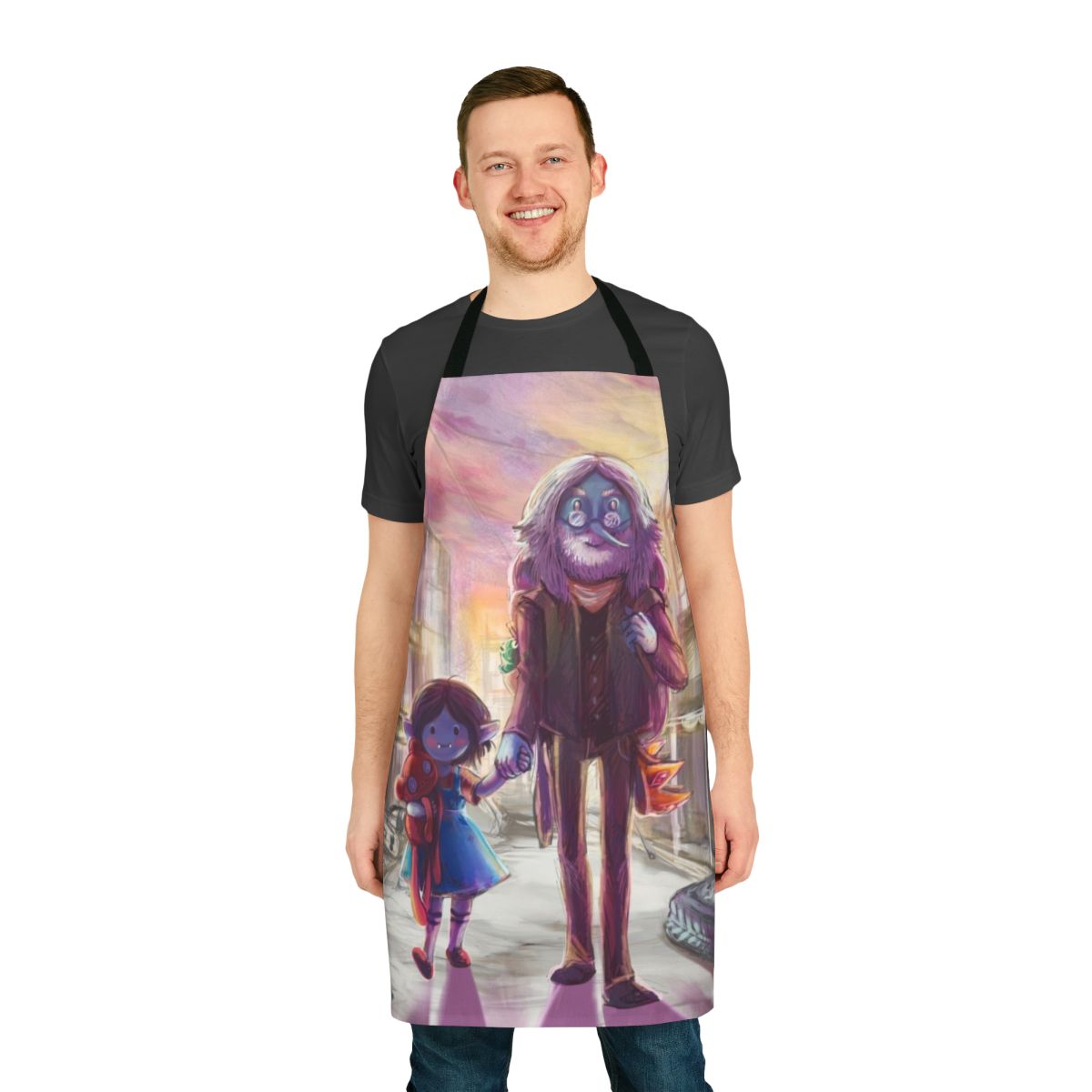 Cartoon-inspired apron featuring characters from the popular TV show Adventure Time