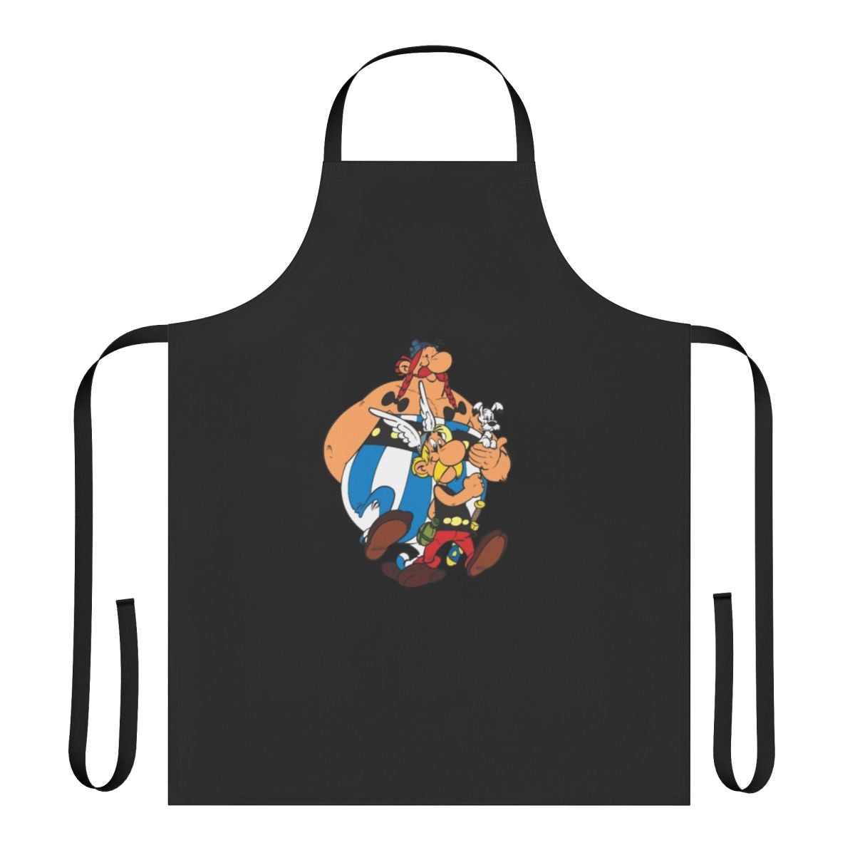 Asterix and Obelix logo printed on a black apron