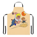 Cartoon inspired apron featuring Hank Hill from King of the Hill and characters from Dragon Ball Z
