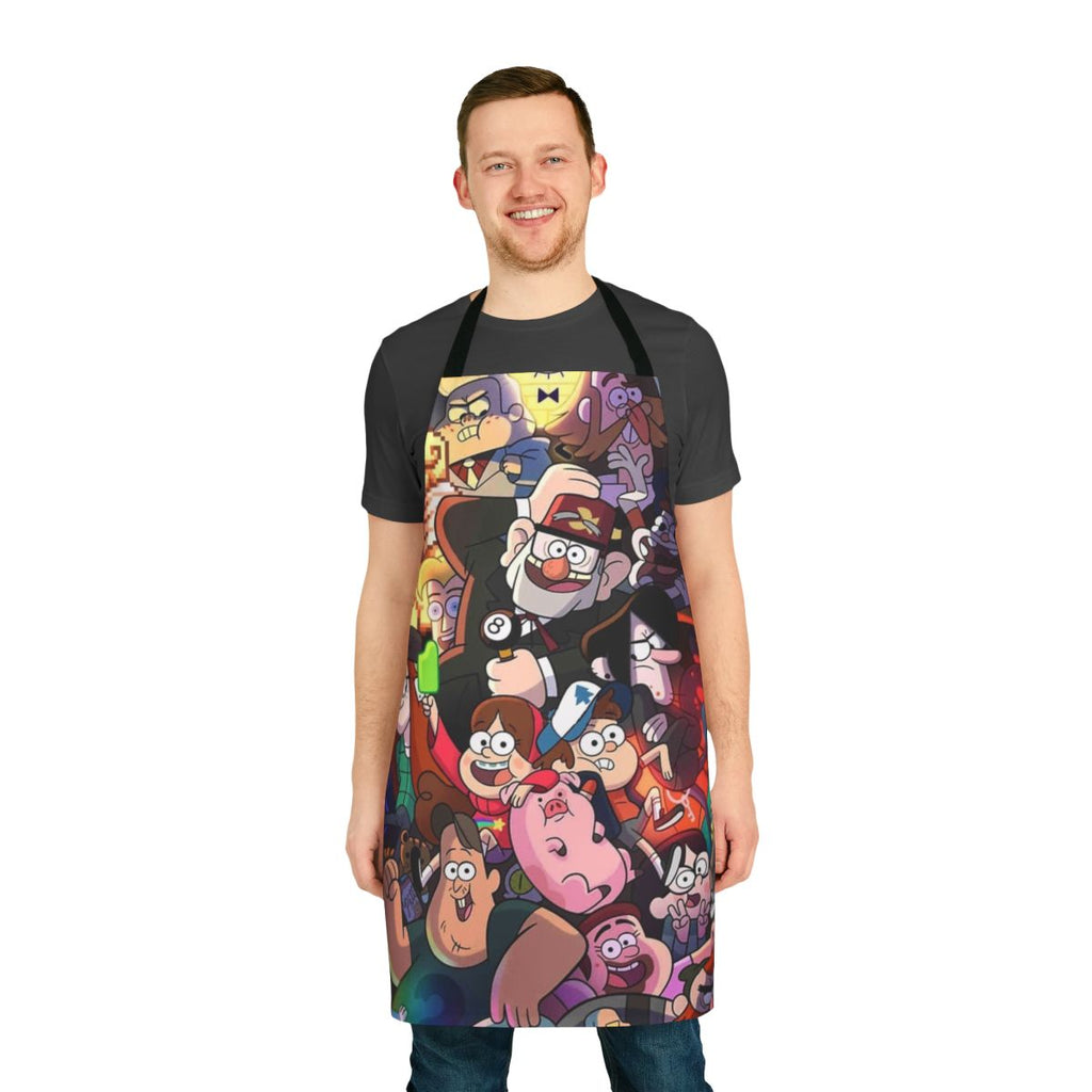 Gravity Falls-themed apron featuring characters Dipper and Waddles the pig