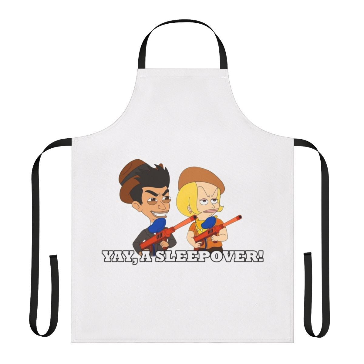 Cartoon-inspired apron featuring characters from the Netflix series Big Mouth