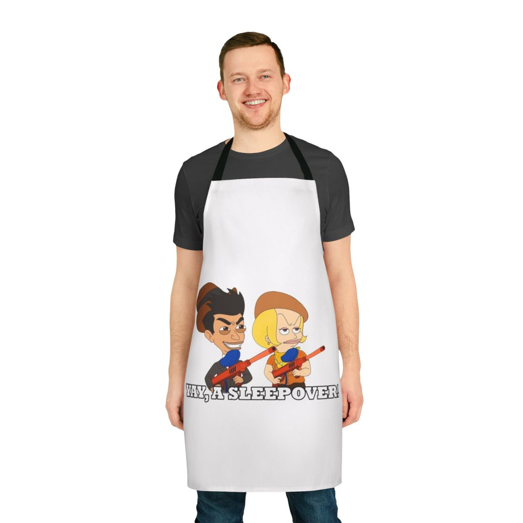 Cartoon-inspired apron featuring characters from the Netflix series Big Mouth