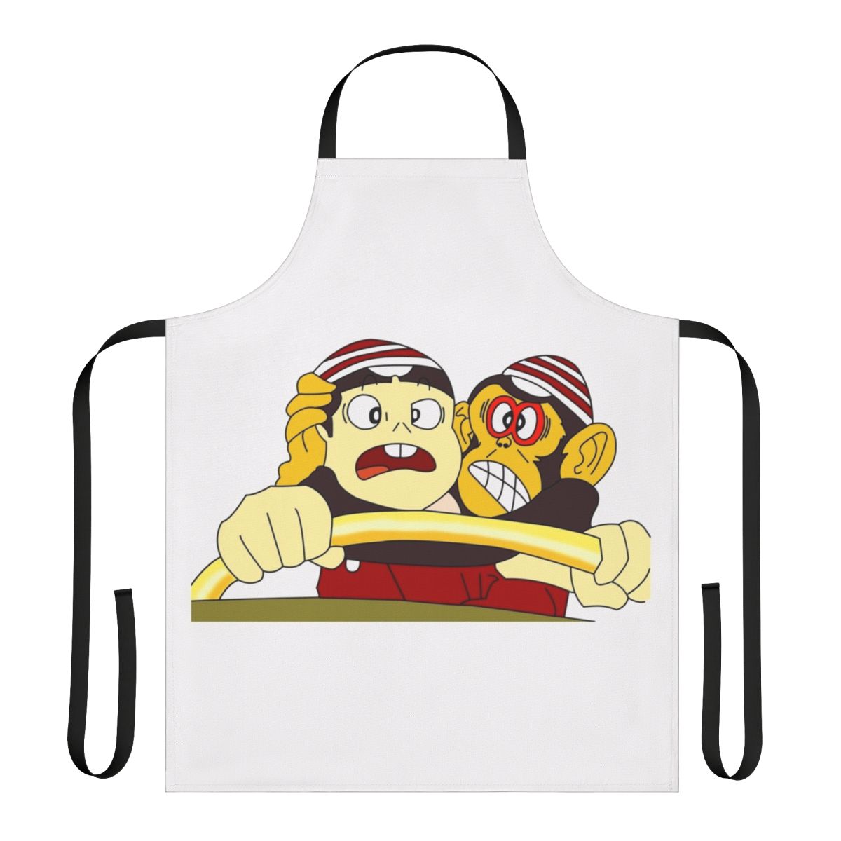 Colorful apron featuring Speed Racer and Chispita y Chito cartoon characters