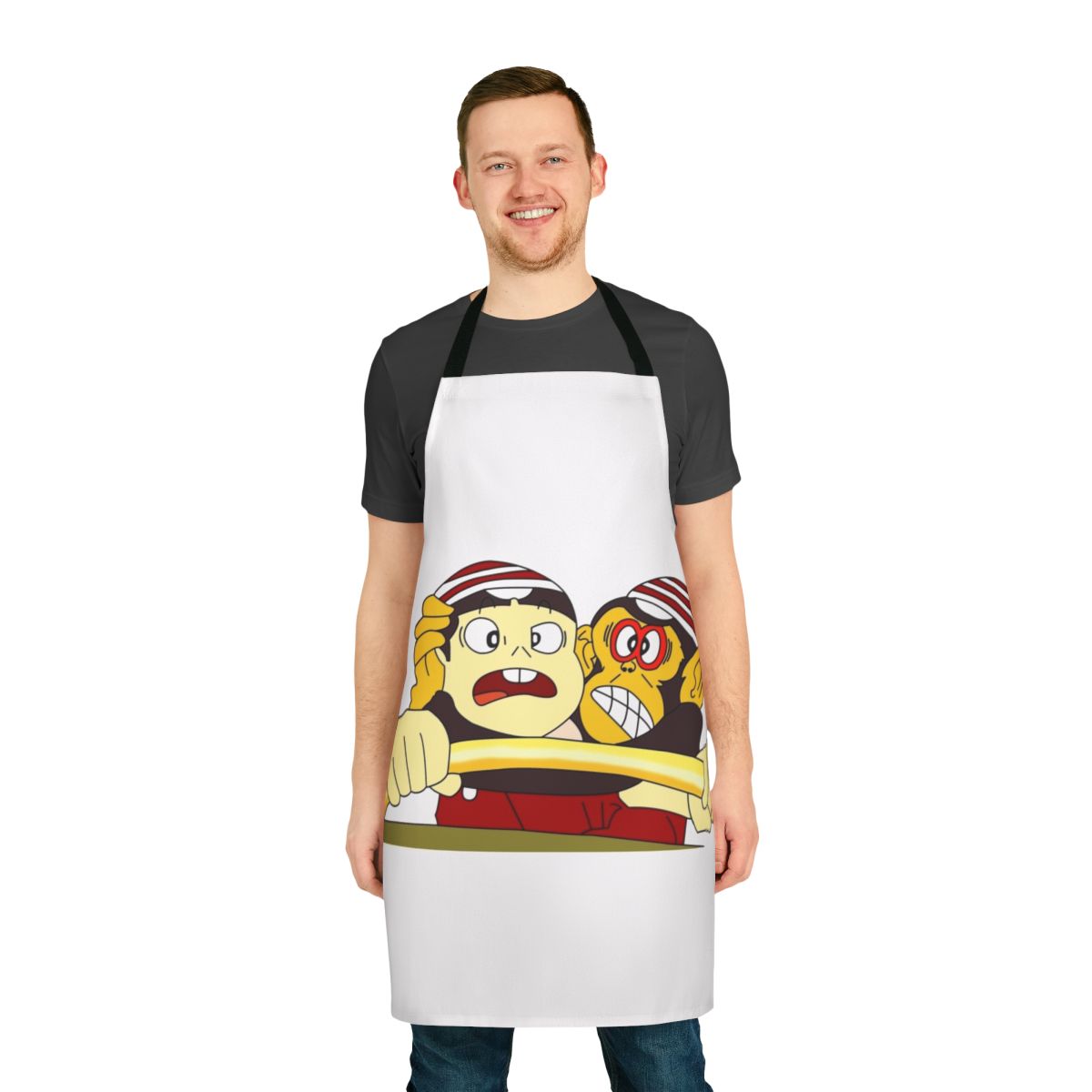 Colorful apron featuring Speed Racer and Chispita y Chito cartoon characters