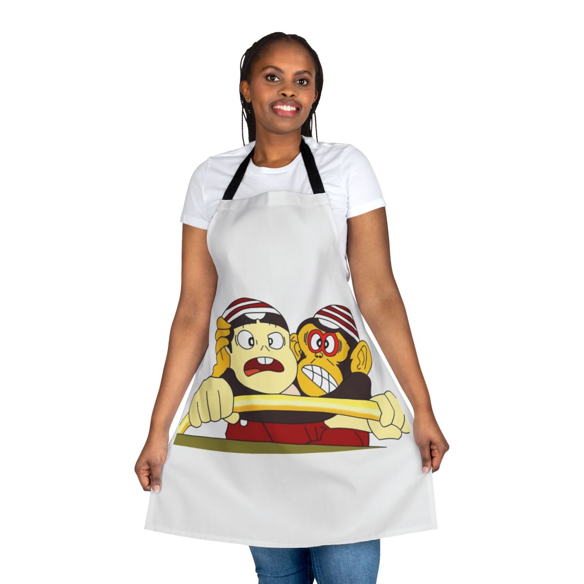 Colorful apron featuring Speed Racer and Chispita y Chito cartoon characters