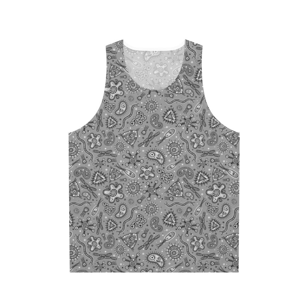 Cartoon microbes pattern gray unisex tank top