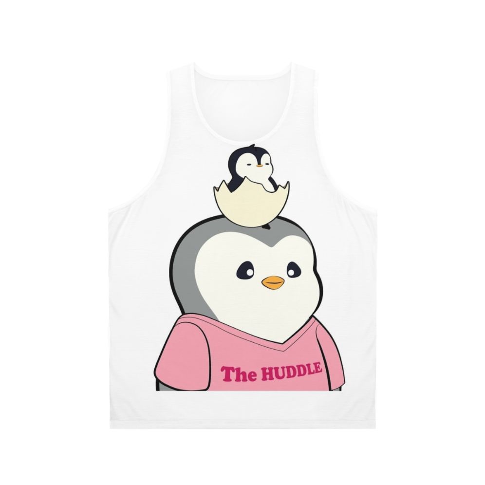 Cartoon penguin NFT avatar design on unisex tank top