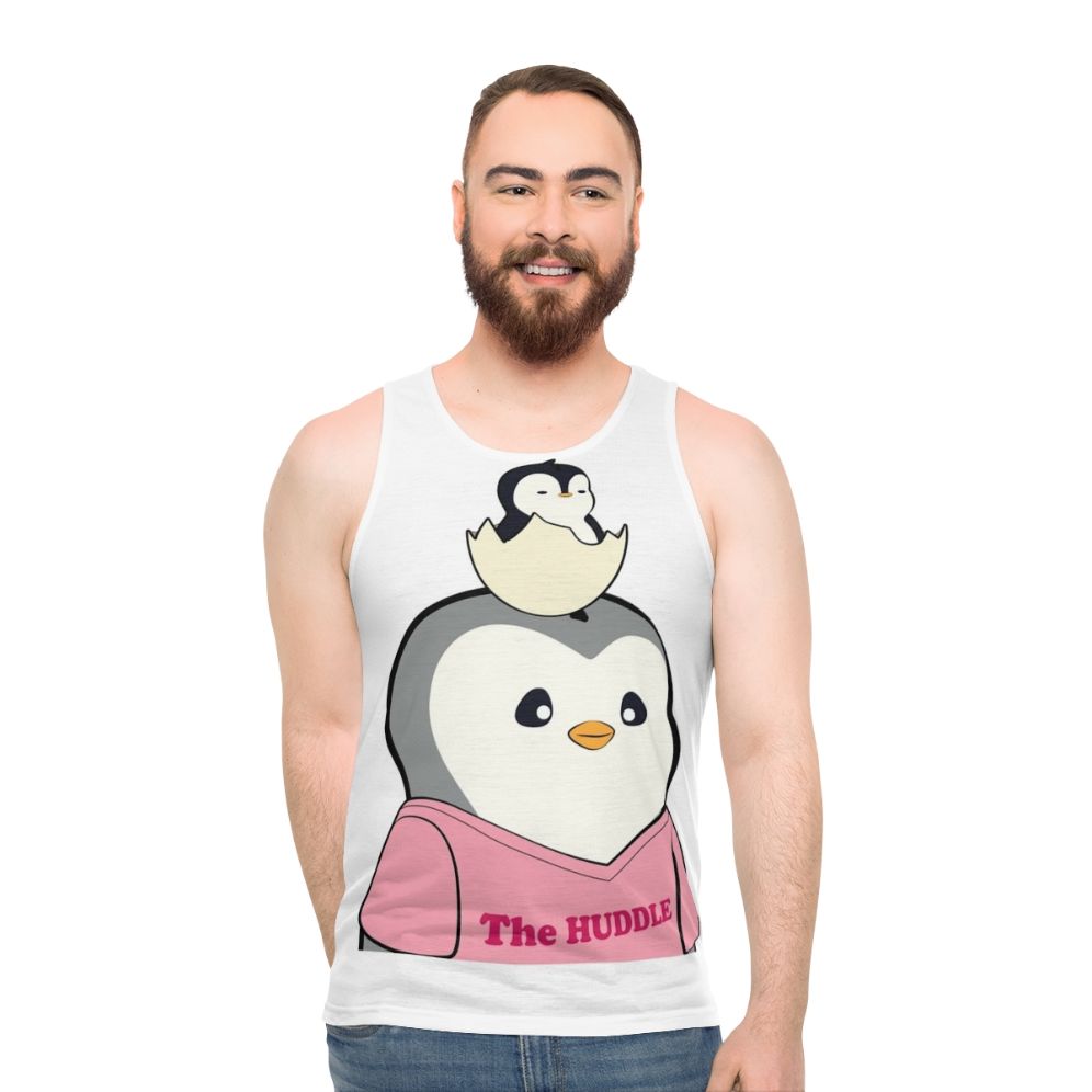 Cartoon penguin NFT avatar design on unisex tank top