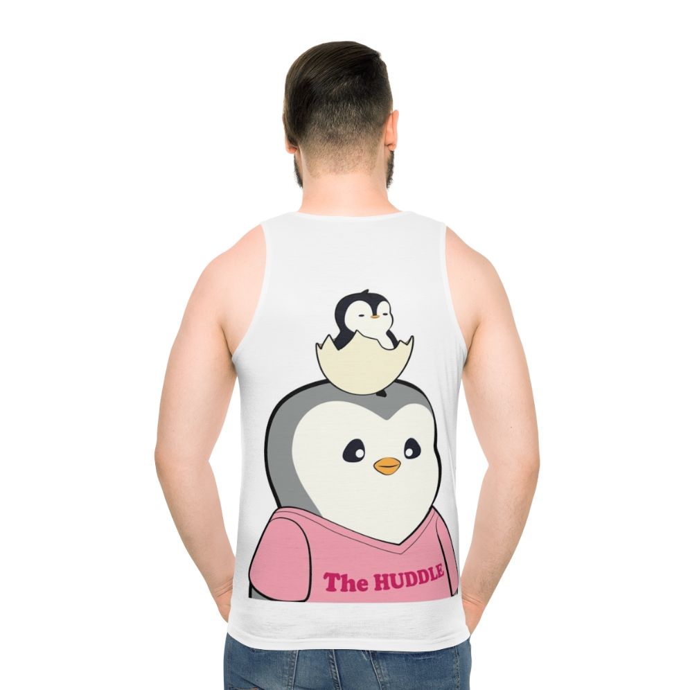 Cartoon penguin NFT avatar design on unisex tank top