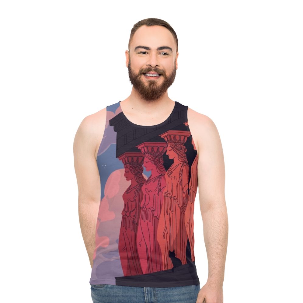 Caryatids at Dusk Unisex Greek Art Tank Top