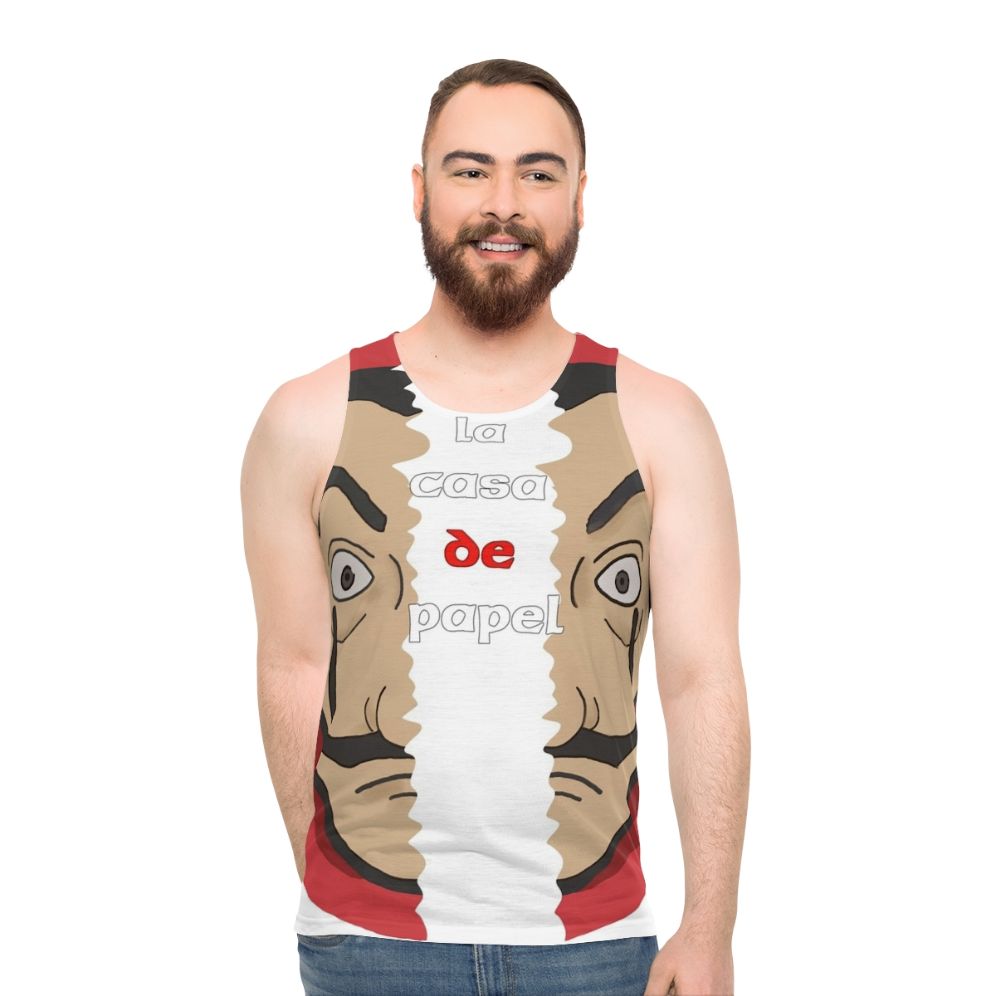 Casa De Papel Unisex Tank Top with Salvador Dali Drawing
