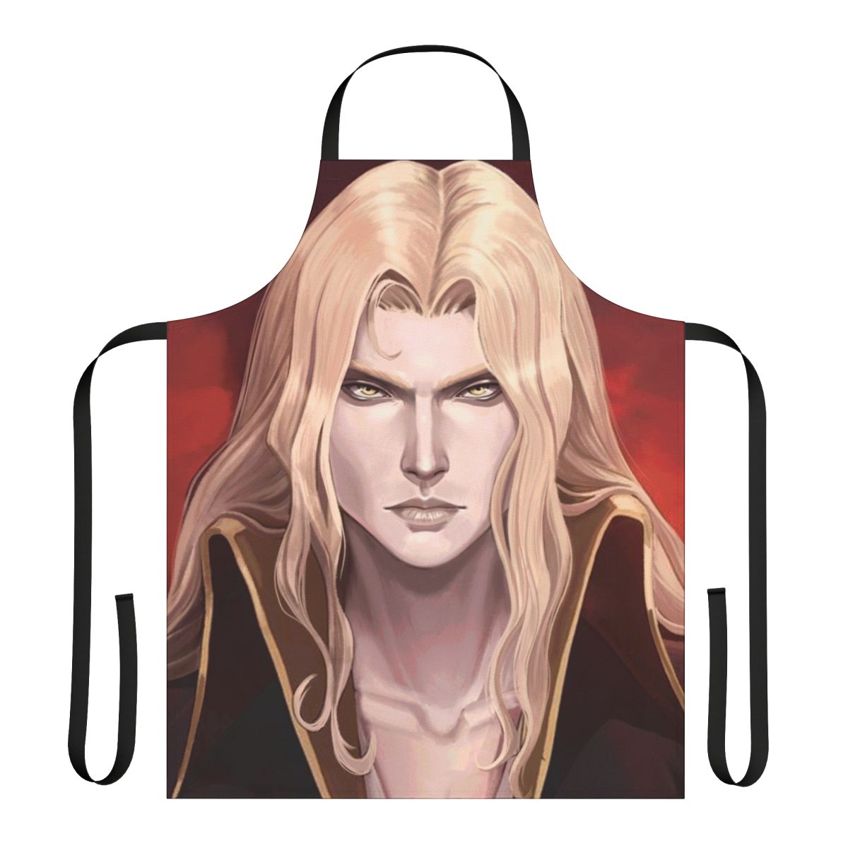 Castlevania fan art apron featuring a portrait of the vampire Alucard