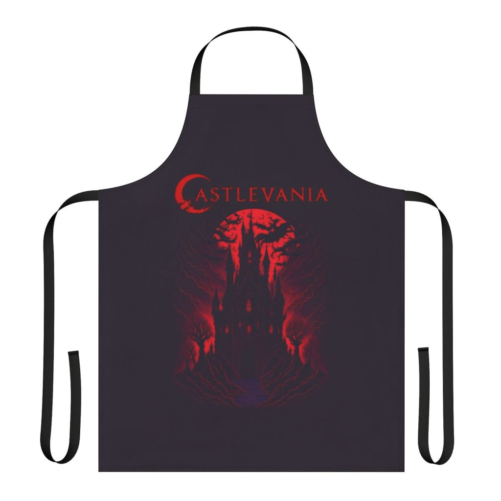 Castlevania-inspired apron featuring the Belmont clan, Alucard, and Sypha Belnades characters