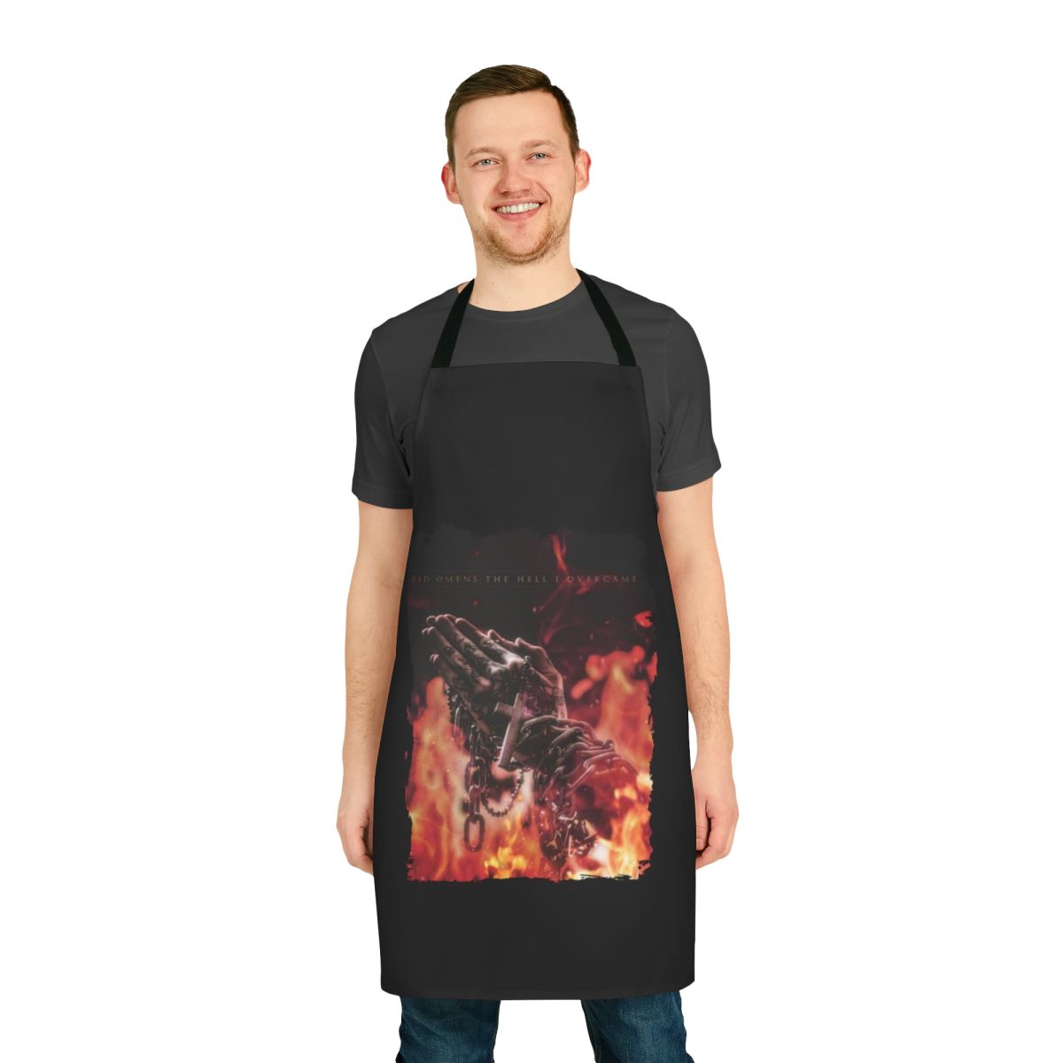 Castlevania-inspired apron featuring dark and humorous designs
