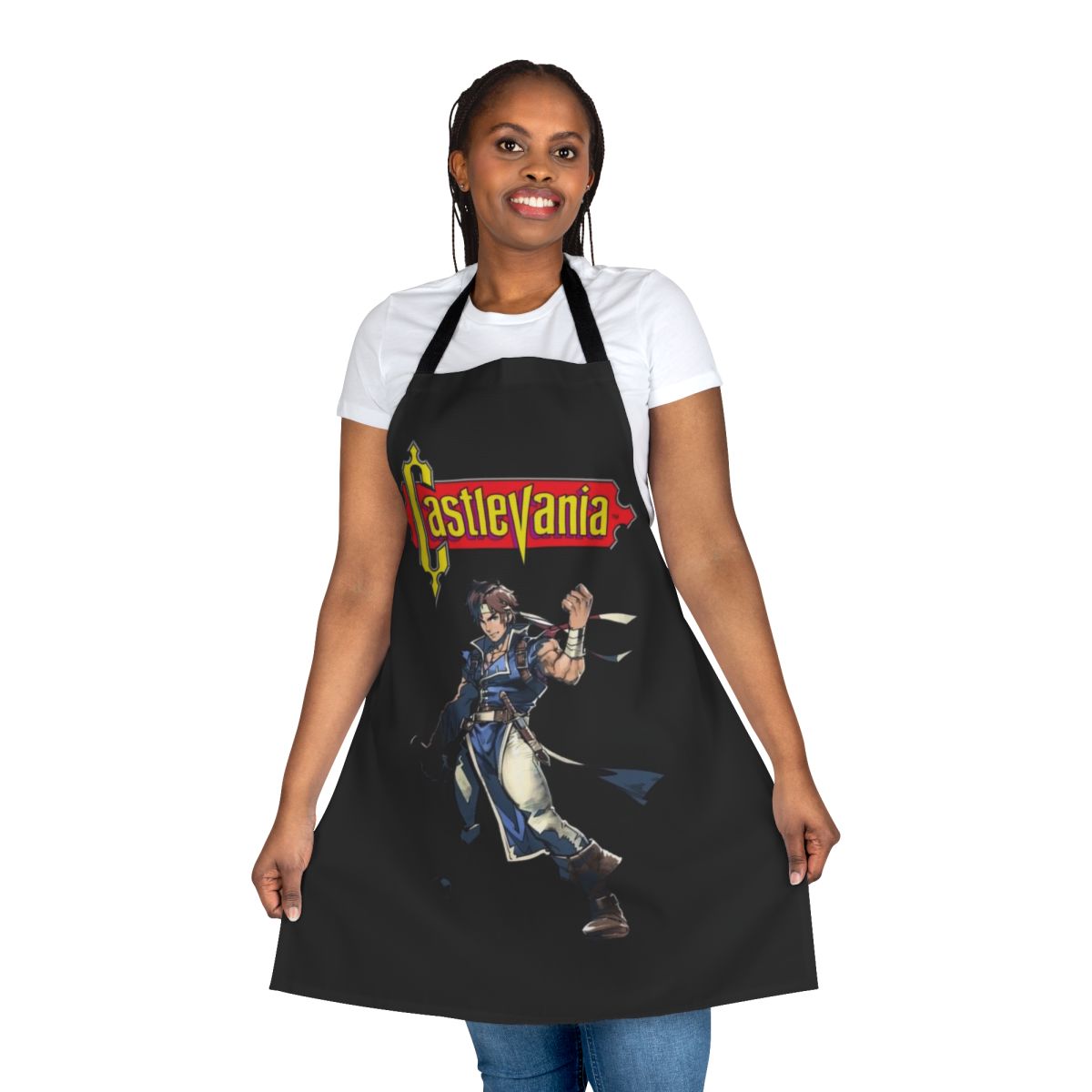 Castlevania-themed apron featuring characters from the anime adaptation