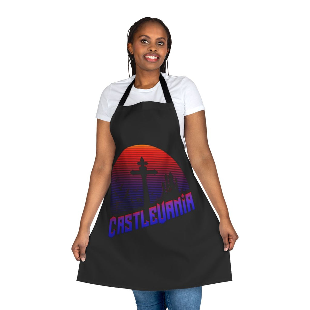 Castlevania-inspired apron with game-themed design