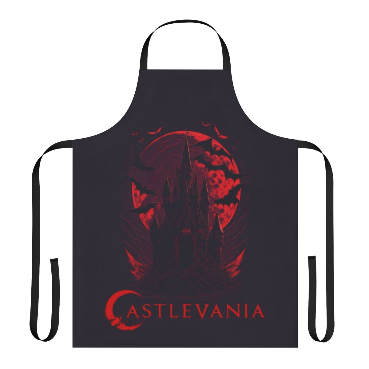 Castlevania Inspired Apron Featuring Characters Like Alucard, Trevor Belmont, and Sypha Belnades