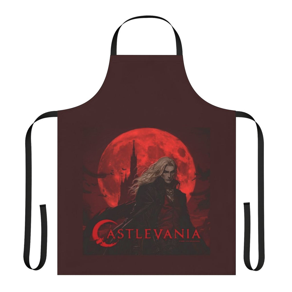Castlevania inspired apron featuring a Netflix fan art design of Alucard