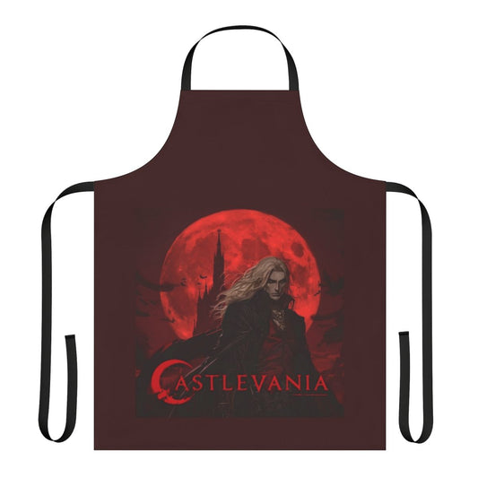 Castlevania inspired apron featuring a Netflix fan art design of Alucard