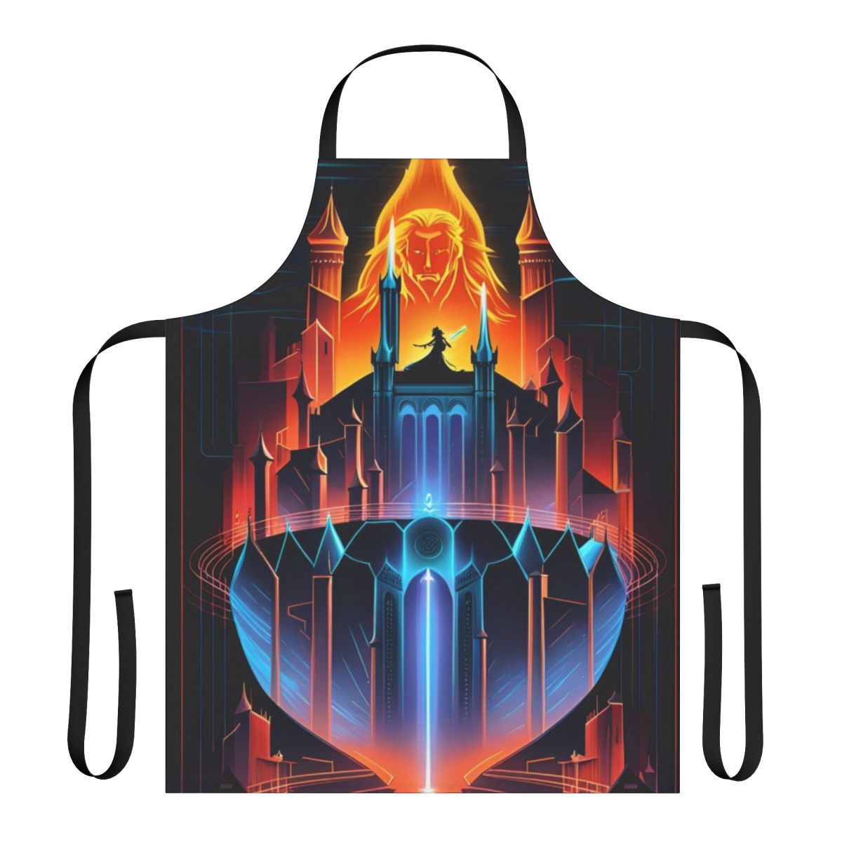 Castlevania-inspired art apron featuring iconic characters and imagery from the classic video game series.