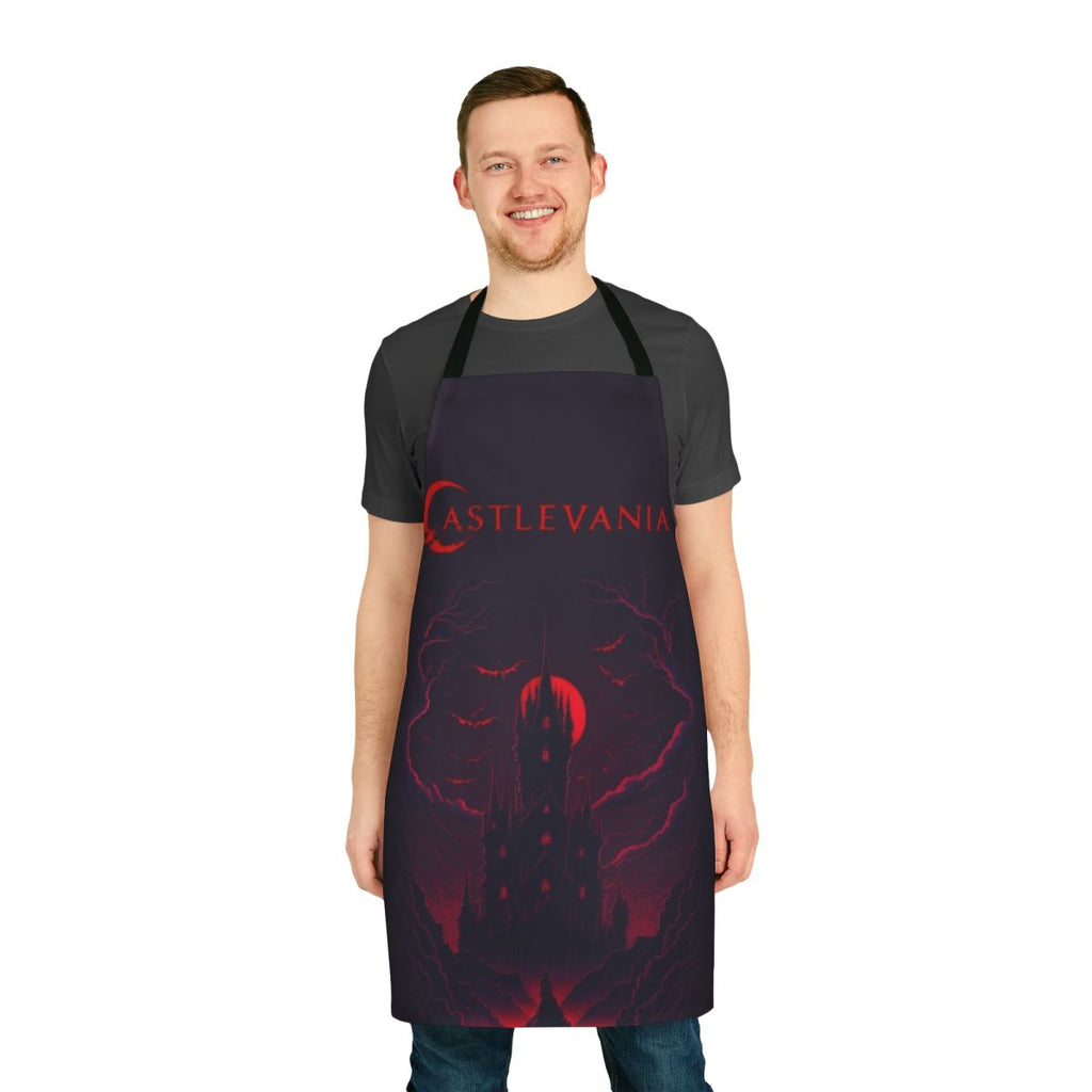 Castlevania-inspired dark apron with gothic and vampire-themed design