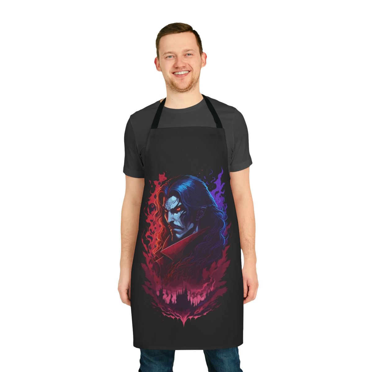 Castlevania-inspired apron with Dracula design for fans of the Netflix series