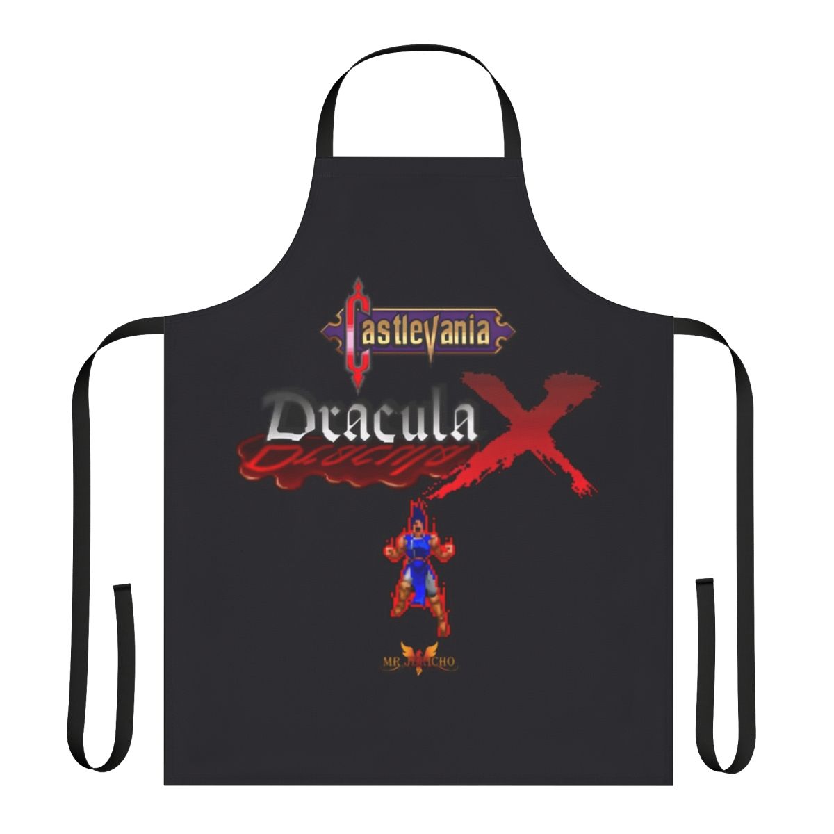 Castlevania-themed apron featuring classic Dracula X video game art