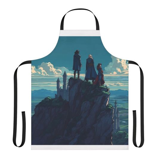 Castlevania-inspired fantasy apron featuring characters Trevor Belmont, Sypha Belnades, and Alucard