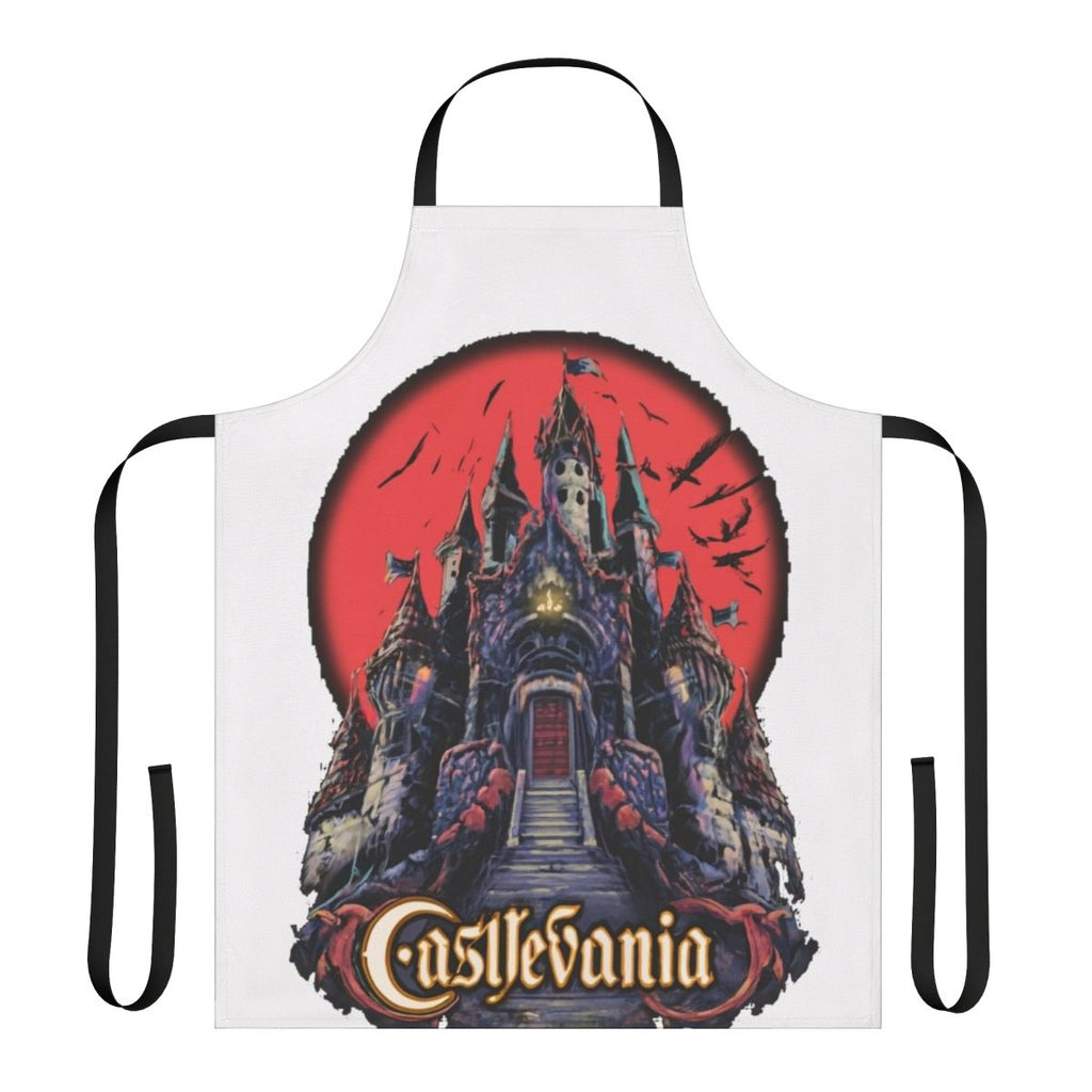 Castlevania-themed apron with game graphics and text