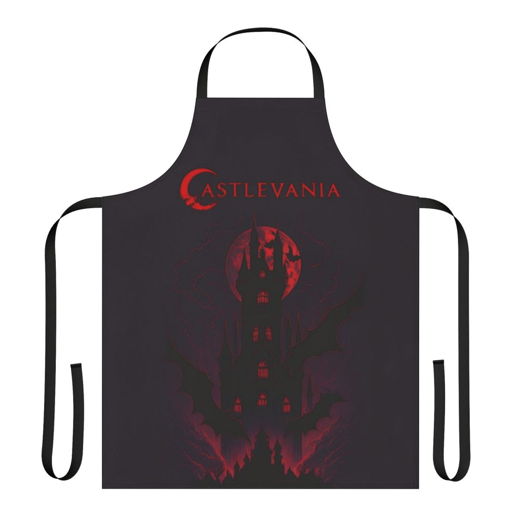 A dark, gothic-style apron with Castlevania-inspired imagery and symbols
